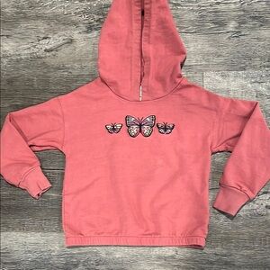 Pink embroidered Butterfly Kids Hoodie 6/6X